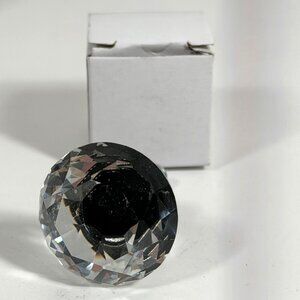 NIB Clear Round Faceted Cabinet Knob Black Base + Screw Decorative Drawer Pull